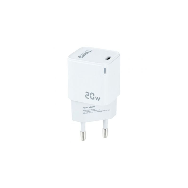 Cargador de Pared TooQ TQWC-PD20WT- 1xUSB Tipo-C- 20W- Blanco Cargador de Pared TooQ TQWC-PD20WT- 1xUSB Tipo-C- 20W- Blanco