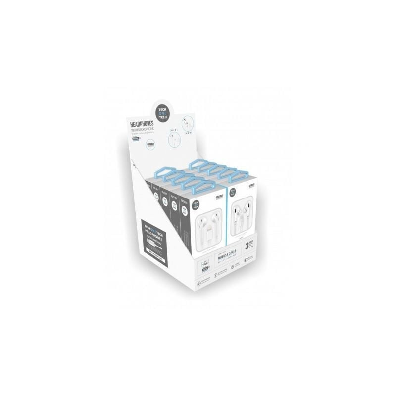 Expositor de Auriculares Tech One Tech earTECH TEC1203- con Micrófono- Lightning- Incluye 10 Auriculares Blancos Expositor de Auriculares Tech One Tech earTECH TEC1203- con Micrófono- Lightning- Incluye 10 Auriculares Blancos