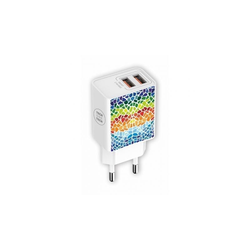 Cargador de Pared Tech One Tech Gaudi- 2xUSB- 2-4A- Blanco Cargador de Pared Tech One Tech Gaudi- 2xUSB- 2-4A- Blanco