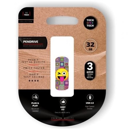 Pendrive 32GB Tech One Tech Emoji guiño USB 2-0