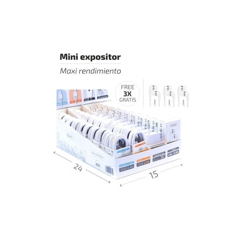 Expositor BSK Tech One TEC2991- Incluye 10 Cargadores, 20 Cables BASIK y 10 Auriculares Expositor BSK Tech One TEC2991- Incluye 10 Cargadores, 20 Cables BASIK y 10 Auriculares