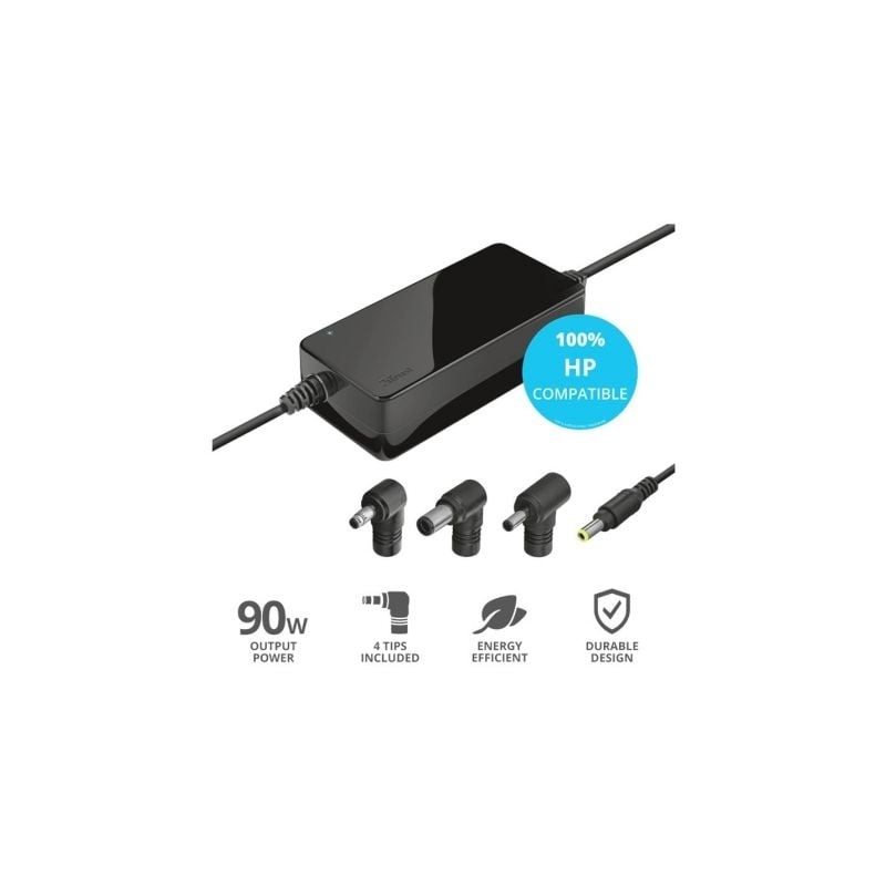 Cargador de Portátil Trust MAXO Para HP- 90W- Automático- 4 Conectores- Voltaje 18-20V Cargador de Portátil Trust MAXO Para HP- 90W- Automático- 4 Conectores- Voltaje 18-20V