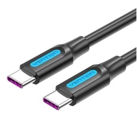 Cable USB 2-0 Tipo-C Vention COTBH USB Tipo-C Macho - USB Tipo-C Macho- Hasta 100W- 480Mbps- 2m- Negro