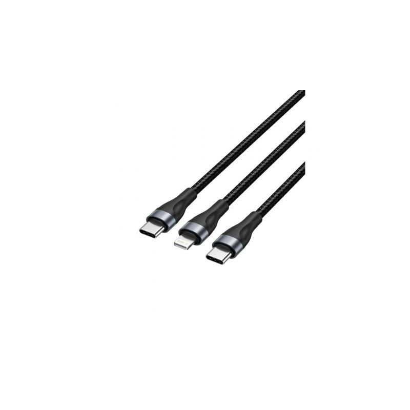 Cable USB Tipo-C Vention H17BAV- USB Tipo-C Macho - Lightning Macho- USB Tipo-C Macho- 60W- 480Mbps- 1-2m- Negro Cable USB Tipo-C Vention H17BAV- USB Tipo-C Macho - Lightning Macho- USB Tipo-C Macho- 60W- 480Mbps- 1-2m- Negro