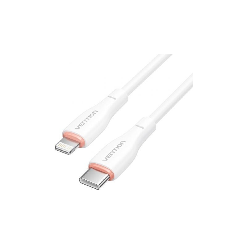 Cable USB Tipo-C Lightning Vention H28WF- USB Tipo-C Macho - Lightning Macho- 1m- Blanco Cable USB Tipo-C Lightning Vention H28WF- USB Tipo-C Macho - Lightning Macho- 1m- Blanco