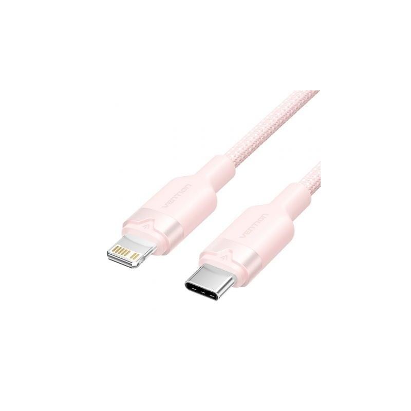 Cable USB Tipo-C Lightning Vention LALPH- USB Tipo-C Macho - Lightning Macho- 27W- 480Mbps- 2m- Rosa Cable USB Tipo-C Lightning Vention LALPH- USB Tipo-C Macho - Lightning Macho- 27W- 480Mbps- 2m- Rosa
