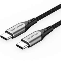 Cable USB 2-0 Tipo-C Vention TADHF- USB Tipo-C Macho - USB Tipo-C Macho- Hasta 60W- 480Mbps- 1m- Gris