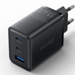 Cargador de Pared GaN Vention FERB0-EU- 2xUSB Tipo-C- 1xUSB- 65W