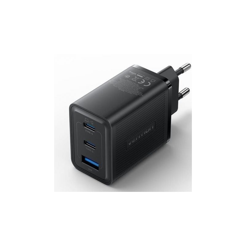 Cargador de Pared GaN Vention FERB0-EU- 2xUSB Tipo-C- 1xUSB- 65W Cargador de Pared GaN Vention FERB0-EU- 2xUSB Tipo-C- 1xUSB- 65W