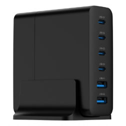 CARGADOR RAPIDO GEMBIRD USB GAN DE 6 PUERTOS 75 W NEGRO
