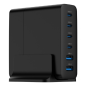 CARGADOR RAPIDO GEMBIRD USB GAN DE 6 PUERTOS 75 W NEGRO