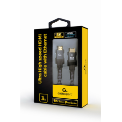 CABLE TRENZADO HDMI 2-1 8K 60HZ GEMBIRD SELECT PLUS SERIES CON ETHERNET 3M NEGRO