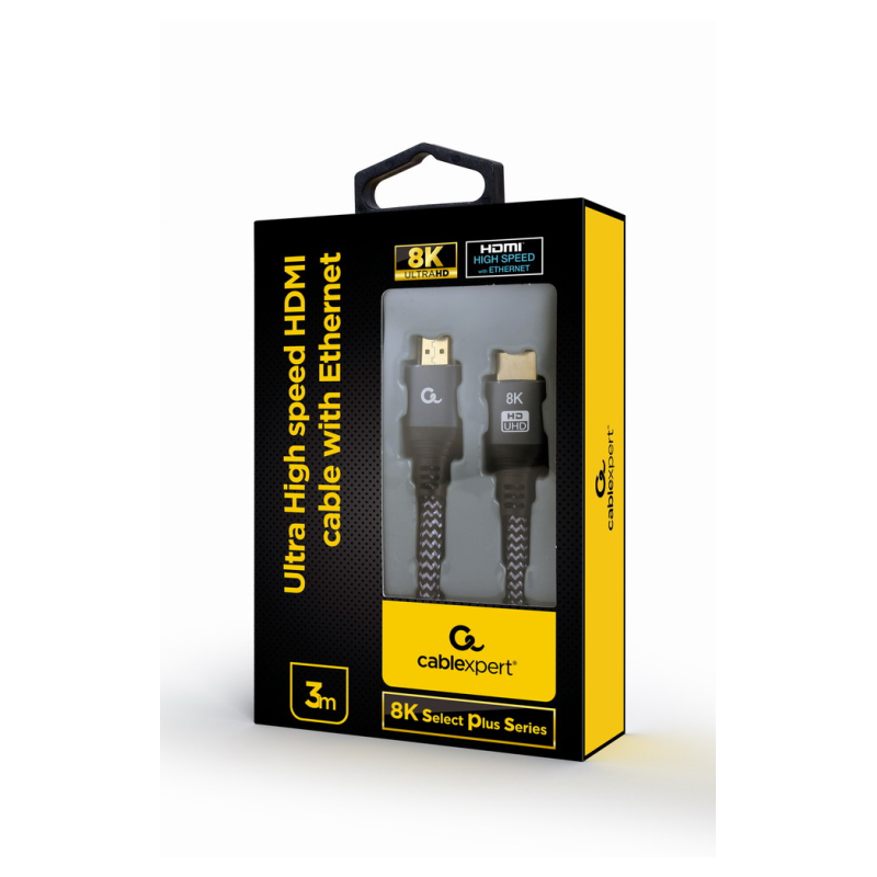 CABLE TRENZADO HDMI 2-1 8K 60HZ GEMBIRD SELECT PLUS SERIES CON ETHERNET 3M NEGRO