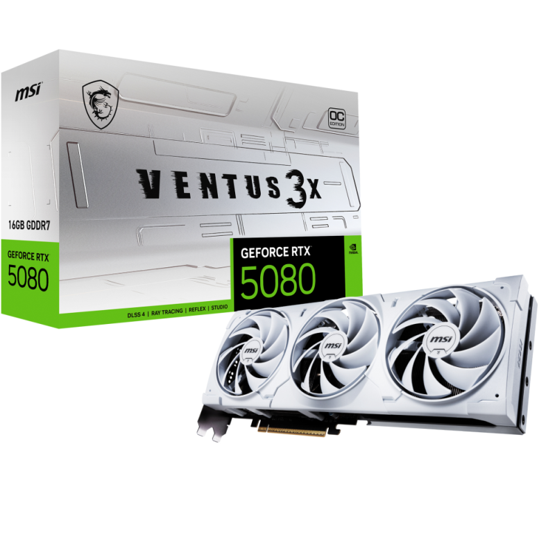 TARJETA GRAFICA MSI RTX 5080 16G VENTUS 3X OC WHITE TARJETA GRAFICA MSI RTX 5080 16G VENTUS 3X OC WHITE