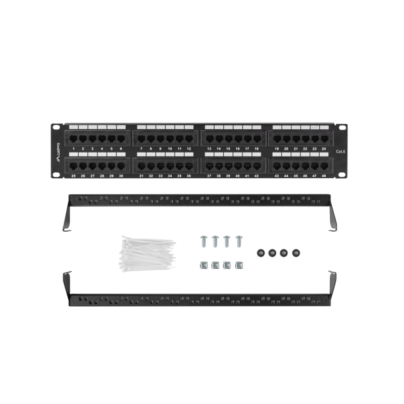 PATCH PANEL LANBERG 48 PUERTOS 2U 19? CAT-6 NEGRO