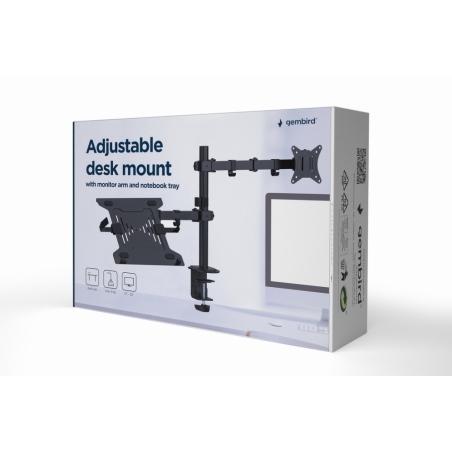 SOPORTE DE MESA GEMBIRD AJUST CON BRAZO PARA MONITOR Y BANDEJA PARA PORTATIL