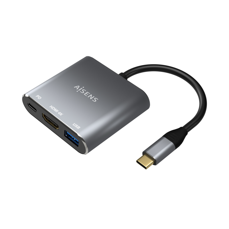 Conversor Aisens A109-0669- USB Tipo-C Macho- HDMI Hembra - USB Hembra - USB Tipo-C Hembra- 15cm- Gris