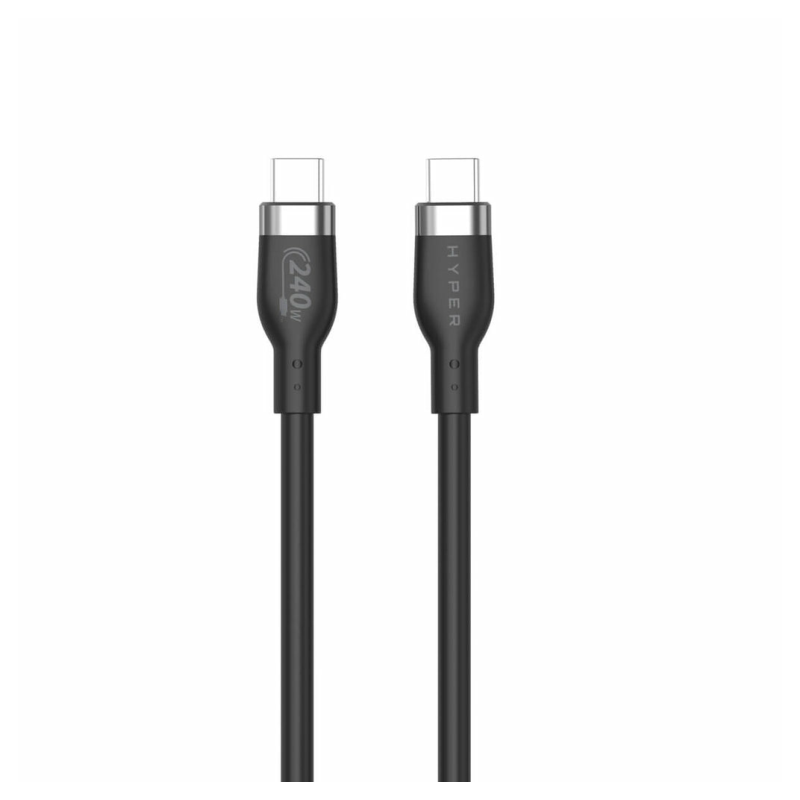 HYPER 2M SILICONE 240W USB-C CHARGING CABLE - BLACK HYPER 2M SILICONE 240W USB-C CHARGING CABLE - BLACK