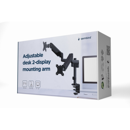 SOPORTE GEMBIRD PARA 2 PANTALLAS DE ESCRITORIO AJUSTABLE 17-32 HASTA 9 KG