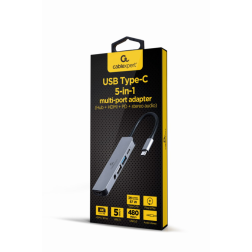ADAPTADOR MULTIPUERTO USB TIPO C 5 EN 1 HUB HDMI PD AUDIO ESTERO