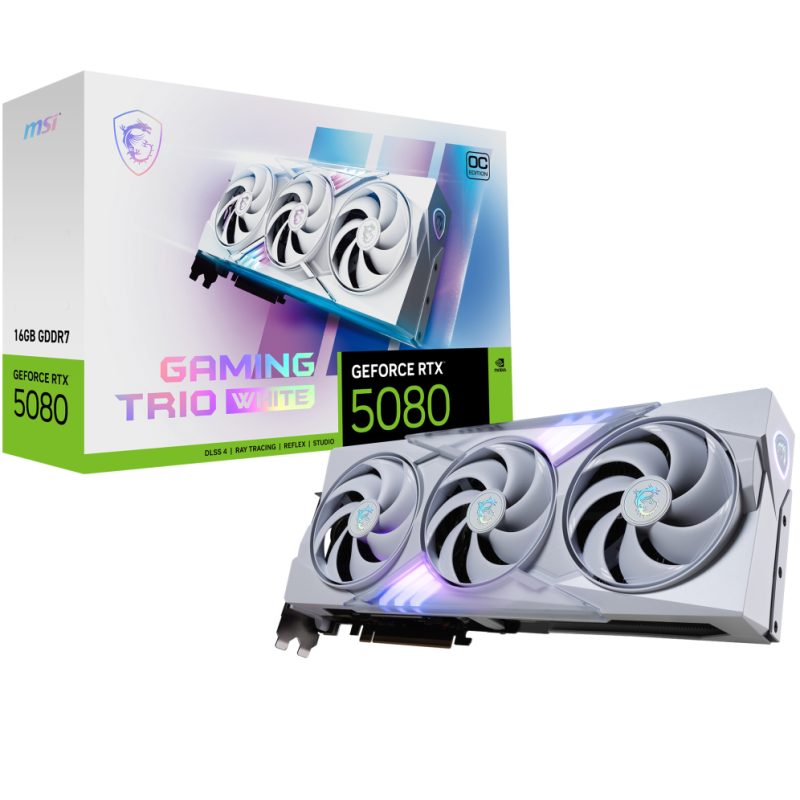 TARJETA GRAFICA MSI RTX 5080 16G GAMING TRIO OC WHITE TARJETA GRAFICA MSI RTX 5080 16G GAMING TRIO OC WHITE
