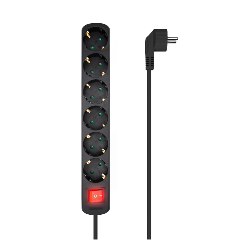 REGLETA AISENS BASE 6 TOMAS INTERRUPTOR CABLE 3x1-5MM2 1-4M NEGRO REGLETA AISENS BASE 6 TOMAS INTERRUPTOR CABLE 3x1-5MM2 1-4M NEGRO