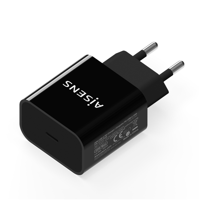 CARGADOR USB-C AISENS PD3-0 1 PUERTO 1xUSB-C 20W NEGRO