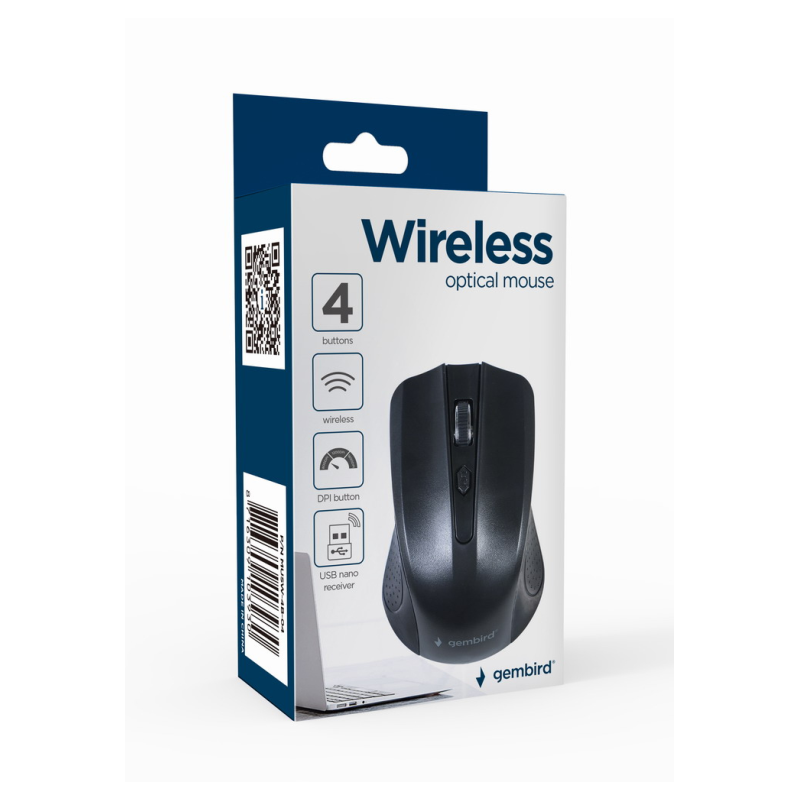 RATON GEMBIRD OPTICO 4 BOTONES NEGRO RF INALAMBRICO PILAS