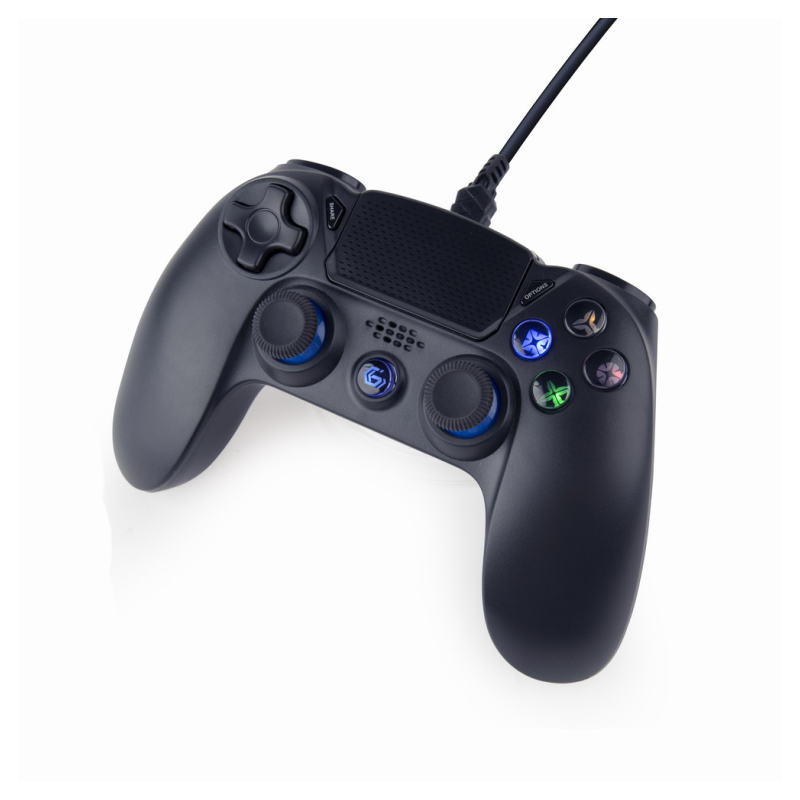 MANDO DE JUEGO GEMBIRD CON VIBRACION CON CABLE PARA PLAYSTATION 4 O PC, NEGRO