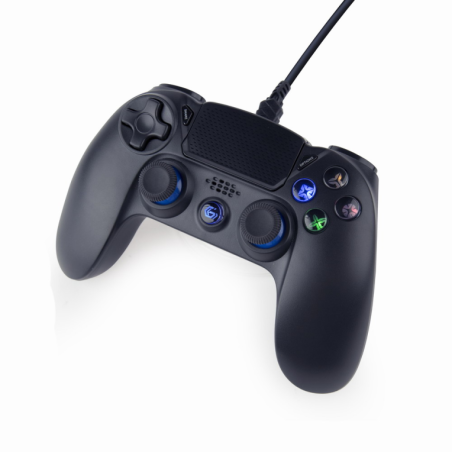 MANDO DE JUEGO GEMBIRD CON VIBRACION CON CABLE PARA PLAYSTATION 4 O PC, NEGRO