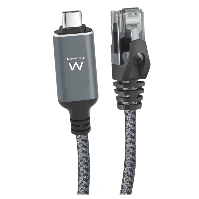 CABLE CONVERTIDOR RED EWENT USB-C 3-1 TO RJ45 CAT6 FTP 1GB GRIS 5M