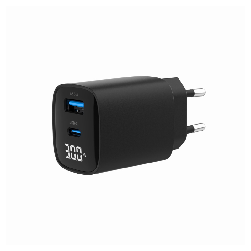 CARGADOR RAPIDO USB GEMBIRD DE 2 PUERTOS Y 30 W, LCD, NEGRO CARGADOR RAPIDO USB GEMBIRD DE 2 PUERTOS Y 30 W, LCD, NEGRO