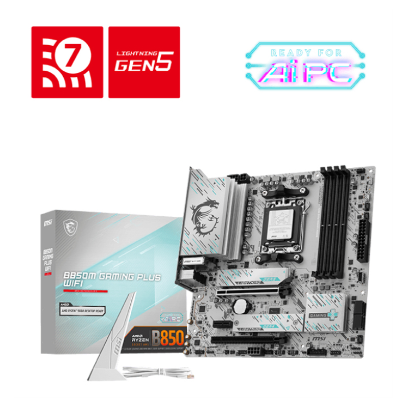 PLACA BASE MSI B850M GAMING PLUS WIFI 6E PCI-E x16 Gen5, M-2 Gen5