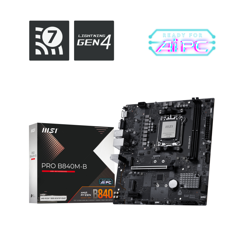 PLACA BASE MSI PRO B840M-B PCI-E 16x Gen4, M-2 Gen4