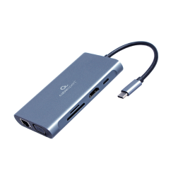 ADAPTADOR MULTIP GEMBIRD USBC 7EN1 HUB3-0,HDMI,VGA,PD,LECTOR TARJETAS,AUDIOGRIS