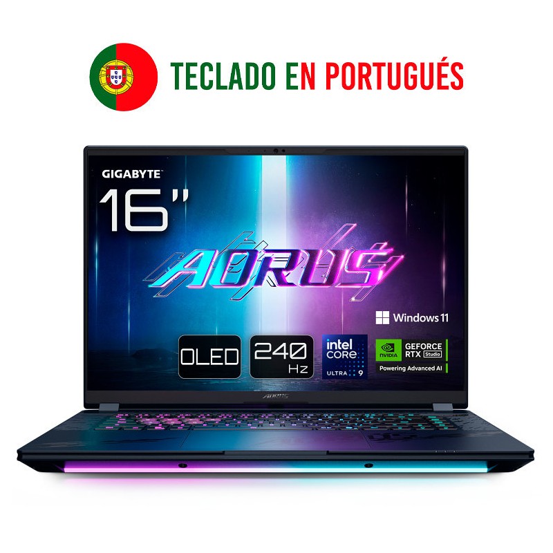 PORTATIL GIGABYTE AORUS MASTER 16 U9-275HX RTX 5090 32GB 1TB 16"OLED W11P