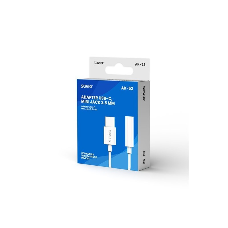 ADAPTADOR USB-C A MINI JACK 3-5 MM SAVIO AK-52