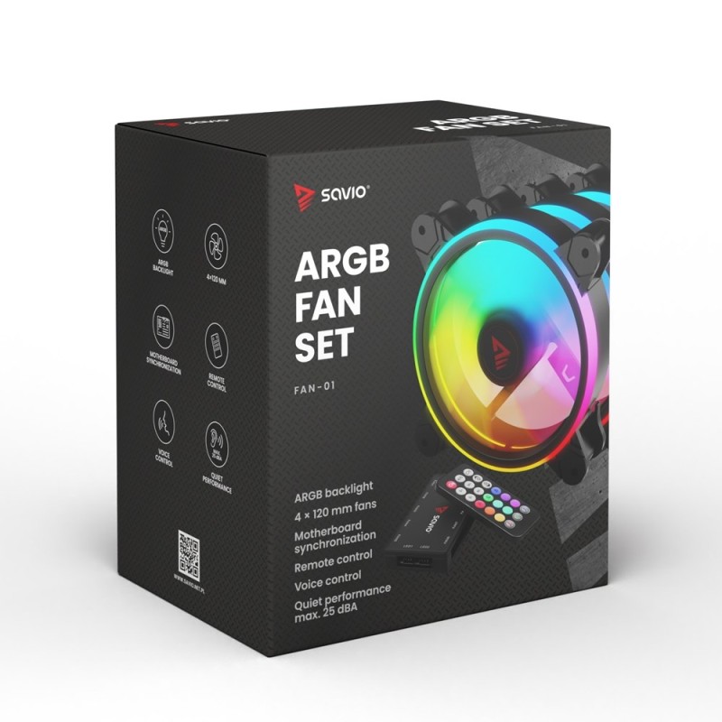 KIT 4 VENTILADORES PC SAVIO CON MANDO BLACK KIT 4 VENTILADORES PC SAVIO CON MANDO BLACK