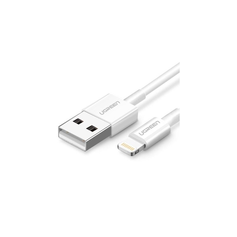 CABLE UGREEN USB-A MALE A LIGHTNING MFI 1M WHITE