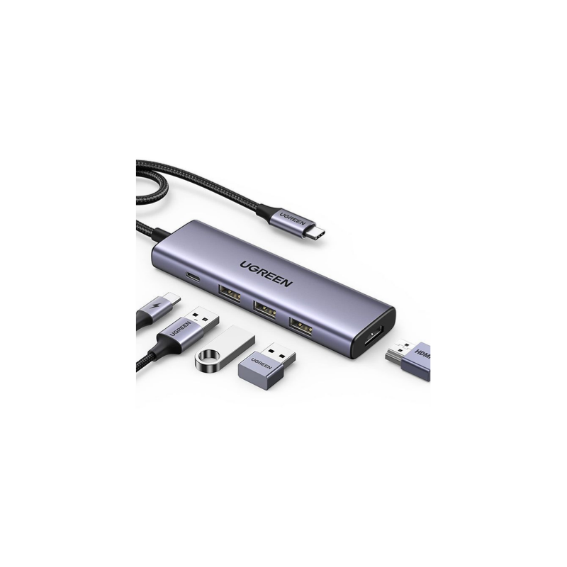 HUB UGREEN 5EN1 USBC TO HDMI+3*USB 3-0 A+PD