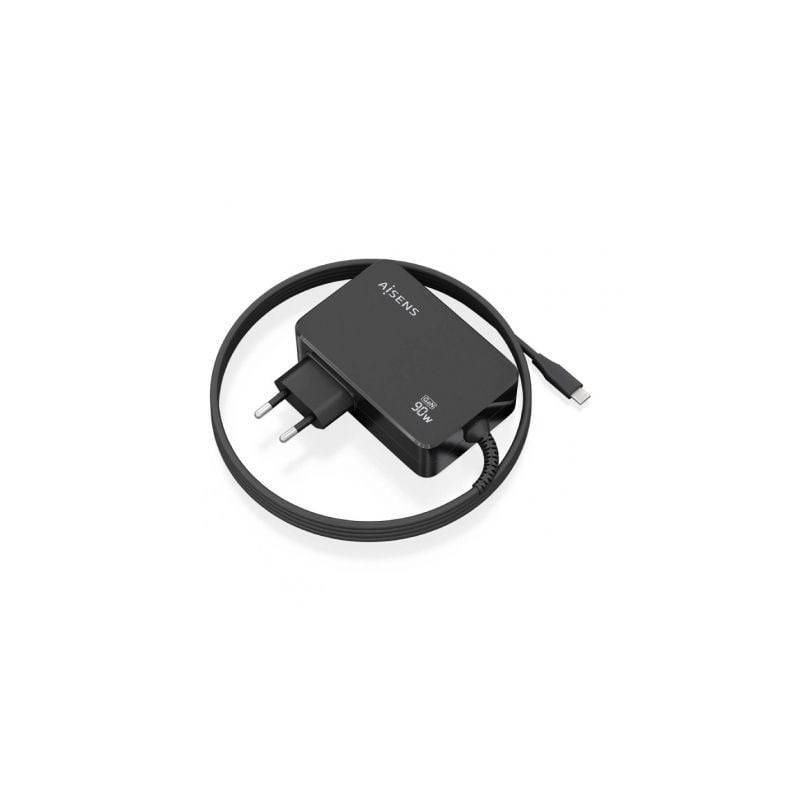 Cargador de Pared GaN Aisens ASCH-1PD90WL034-BK- 1xUSB Tipo-C + Cable 1-8m- 90W