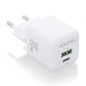 Cargador de Pared GaN Aisens ASCH-20W2P010-W- 1xUSB Tipo-C- 1xUSB- 20W