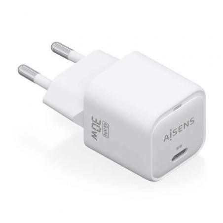 Cargador de Pared GaN Aisens ASCH-30W1P018-W- 1xUSB Tipo-C- 30W