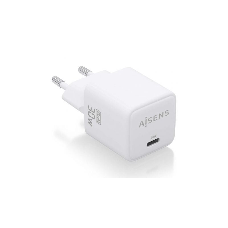 Cargador de Pared GaN Aisens ASCH-30W1P035-W- 1xUSB Tipo-C- 30W