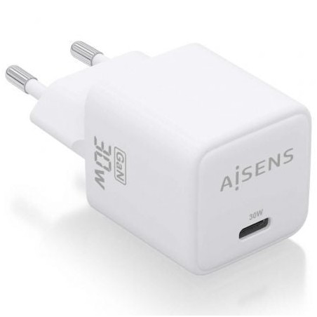 Cargador de Pared GaN Aisens ASCH-30W1P035-W- 1xUSB Tipo-C- 30W