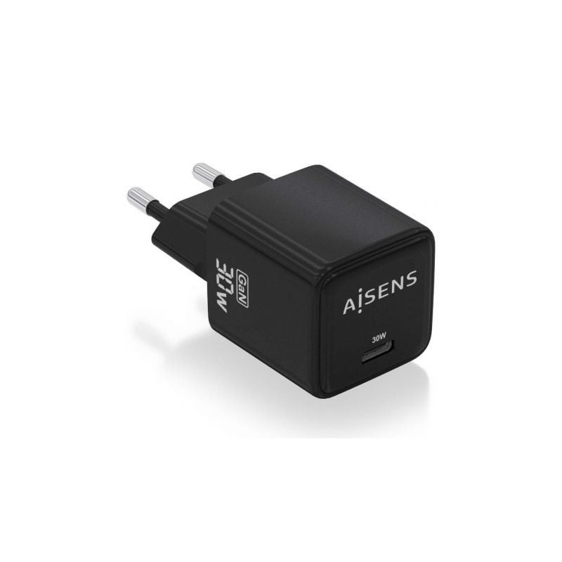 Cargador de Pared GaN Aisens ASCH-30W1P036-BK- 1xUSB Tipo-C- 30W