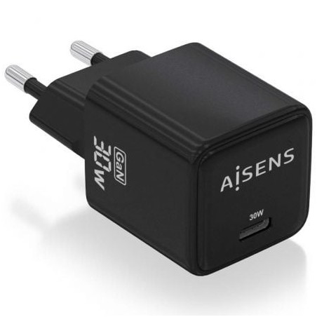 Cargador de Pared GaN Aisens ASCH-30W1P036-BK- 1xUSB Tipo-C- 30W