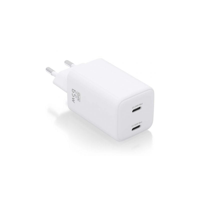 Cargador de Pared GaN Aisens ASCH-65W2P039-W- 2xUSB Tipo-C- 65W