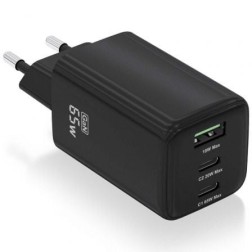 Cargador de Pared GaN Aisens ASCH-65W3P042-BK- 2xUSB Tipo-C- 1xUSB- 65W