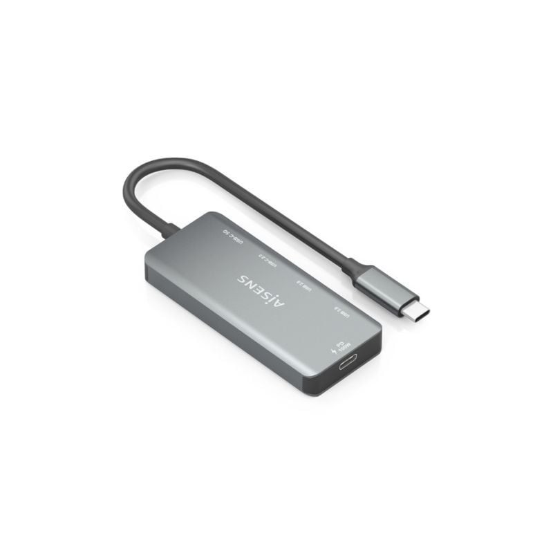 Hub USB Tipo-C Aisens A109-0946- 2xUSB- 2xUSB Tipo-C- 1xUSB Tipo-C PD- Gris